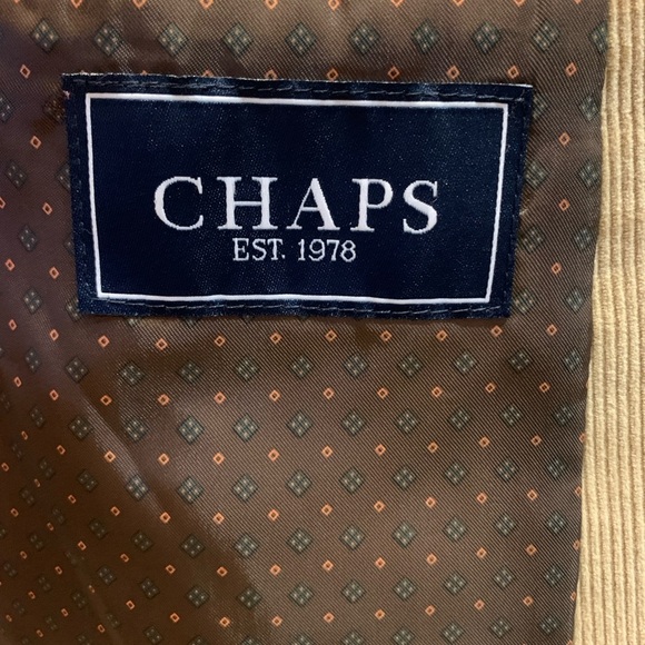 Chaps Mens Two-Button Blazer Corduroy Cotton Beige Sport Coat Jacket Size 46R - Picture 5 of 7